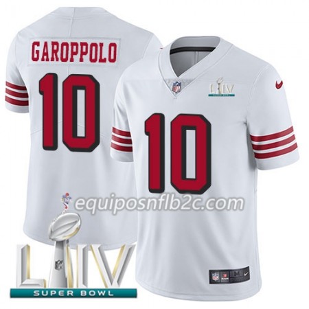 Camiseta Hombre NFL San Francisco 49ers Jimmy Garoppolo 10 Nike Blanco 2020 Super Bowl LIV